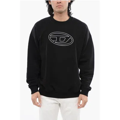 Diesel Red Tag Brushed Cotton S-mart-bigoval Crew-neck Sweatshirt W In White