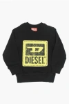 DIESEL RED TAG BRUSHED COTTON SBUDY CREW-NECK SWEATSHIRT WITH CRACK