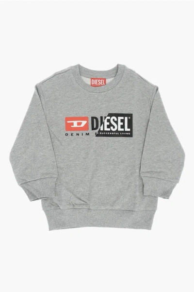 Diesel Red Tag Brushed Cotton Smagi Crew-neck Sweatshirt In Grey