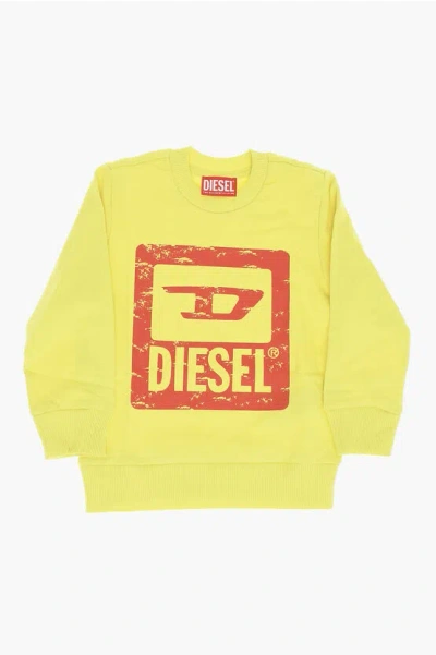 Diesel Red Tag Brushed Cotton Snuf Crew-neck Sweatshirt In Yellow