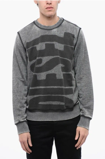 Diesel Red Tag Burn-out Wash S-ginn-l1 Crew-neck Sweatshirt In Gray