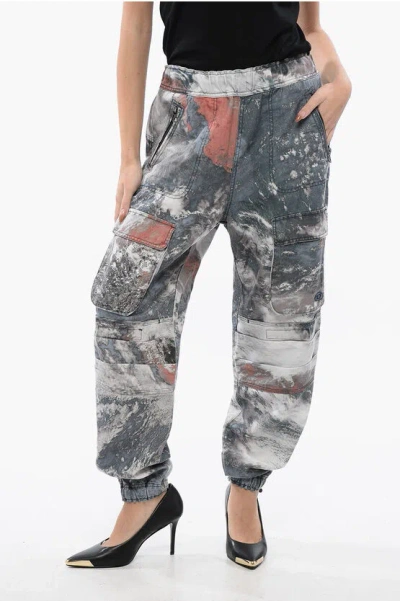 Diesel Red Tag Camouflage P-mirt-cmf Cargo Pants With Drawstring Wa In Gray