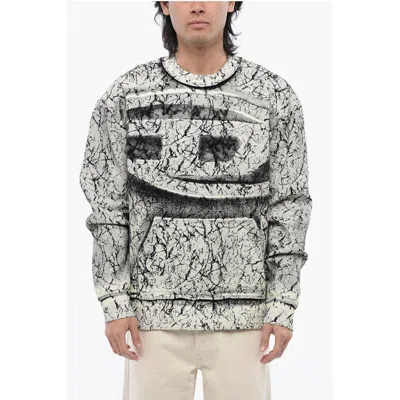 Diesel Red Tag Cracked Effect S-macoval Crew-neck Sweatshirt In Multi