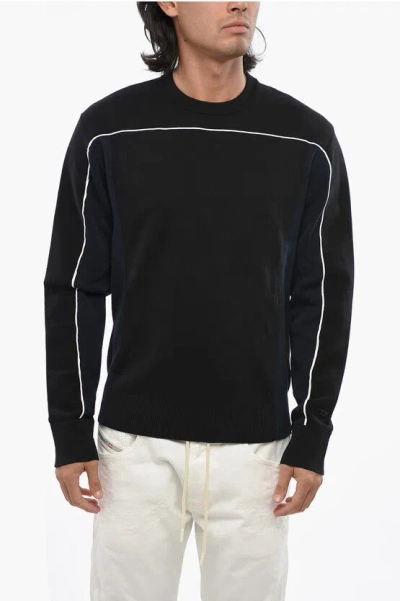 Diesel Red Tag Crew Neck Cotton Sweater With Contrasting Detail In Black