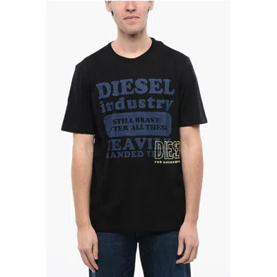 Diesel Red Tag Crew-neck T-shirt T-just-n9 With Contrast Maxi Print In Black