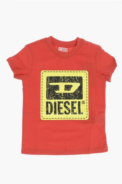 Diesel Red Tag Crew-neck Tbudy T-shirt With Crackled Logo