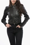 Diesel Red Tag Cropped Leather L-totem Jacket With Knit Details