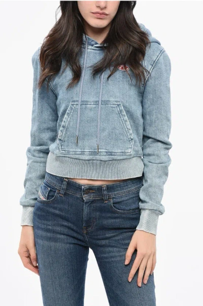 Diesel Red Tag Denim Effect Angy Cotton Hoodie Grösse Xs In Blue