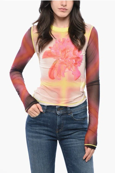 Diesel Red Tag Floral Patterned Sielito Mesh Top Grösse Xxs In Multi