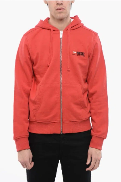 Diesel Red Tag Hoodie S-ginn-hood With Zip Closure