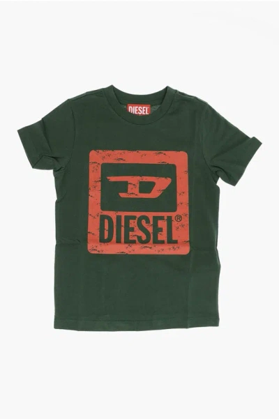 Diesel Red Tag Logo Printed Tnuf Crew-neck T-shirt In Green
