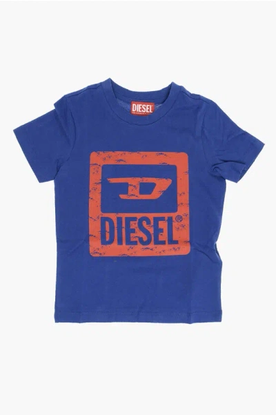 Diesel Red Tag Logo Printed Tnuf Crew-neck T-shirt In Blue