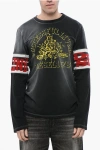 Diesel Red Tag Long Sleeves T-ju-ls Crew-neck T-shirt With Velvet D