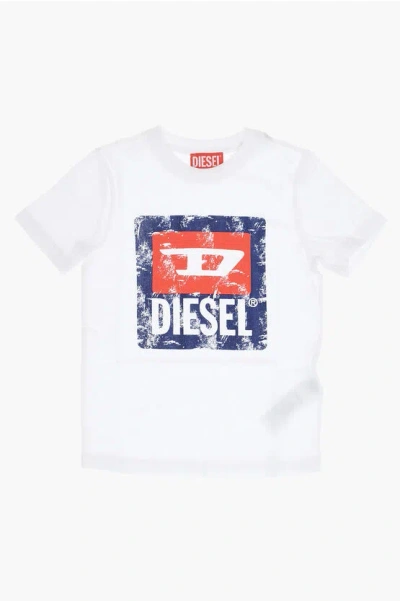 Diesel Red Tag Maxi Logo Printed Tgal Crew-neck T-shirt In White