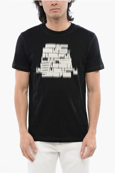 Diesel Red Tag Organic Cotton T-diegor-n1 Crew-neck T-shirt With Fa In Black