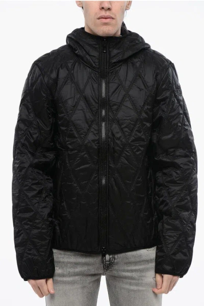Diesel Red Tag Quilted Nylon J-fokker Lightweight Jacket With Hood