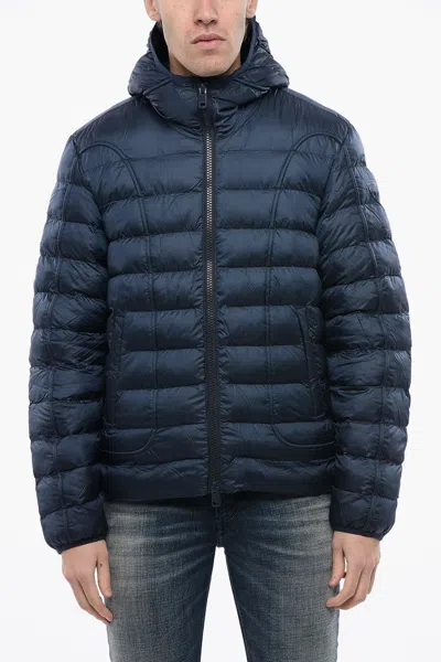 Diesel Red Tag Quilted W-scottys Giacca Lightweight Jacket With Zip In Blue