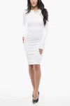 Diesel Red Tag Ribbed D-ribenny-ls-d Bodycon Polo Dress With 2-butt In White