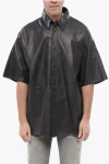 Diesel Red Tag Short Sleeves Leather S-emin-lth Overshirt With Snap