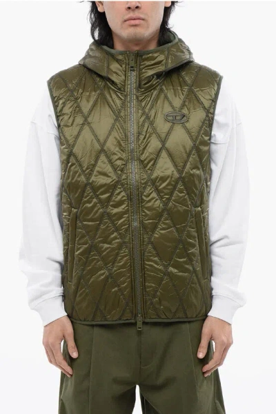 Diesel Red Tag Sleeveless Quilted J-fokk-logo Jacket In Green