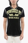 Diesel Red Tag Slub Cotton T-diegor-v-raw T-shirt With Cracked Effe In Black