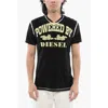 Diesel Red Tag Slub Cotton T-diegor-v-raw T-shirt With Cracked Effe In Black
