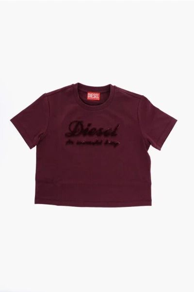Diesel Red Tag Solid Color Crew-neck T-shirt With Embossed Logo
