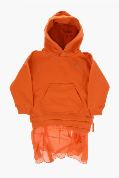 Diesel Red Tag Solid Color Drollier ml Sweat Dress With Hood In Orange