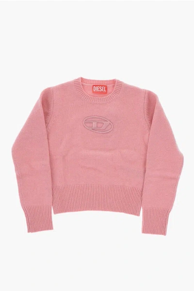 Diesel Red Tag Solid Color Kareesa Crew-neck Sweater With Oval-d Lo In Pink