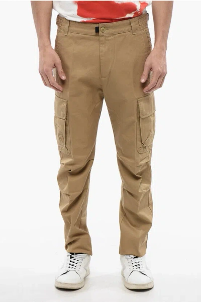 Diesel Red Tag Solid Color P-argym Cargo Pants With Belt Loops In Brown