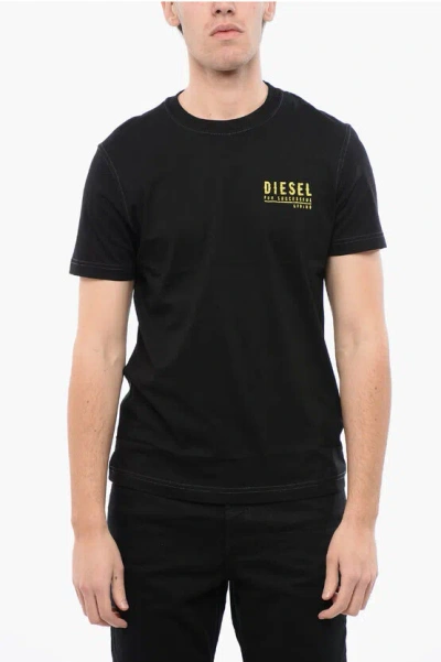 Diesel T-shirt Con Stampa Logo Sfumata In Black
