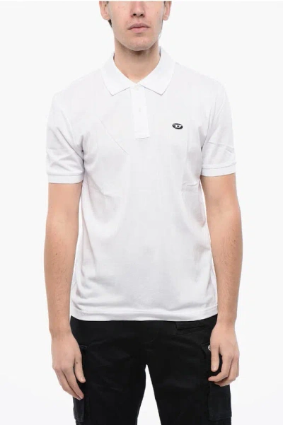 Diesel Red Tag Solid Color T-smith-doval-pj Polo Shirt With Oval-d In White
