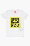 DIESEL RED TAG SOLID COLOR TBUDY CREW-NECK T-SHIRT WITH CRACKLED LO