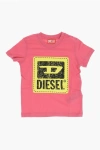 DIESEL RED TAG SOLID COLOR TBUDY CREW-NECK T-SHIRT WITH CRACKLED LO