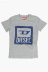 DIESEL RED TAG SOLID COLOR TVACHI T-SHIRT WITH CRACKLED LOGO