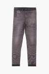 Diesel Red Tag Stretch Fabric Pkoll Leggings With Denim Print