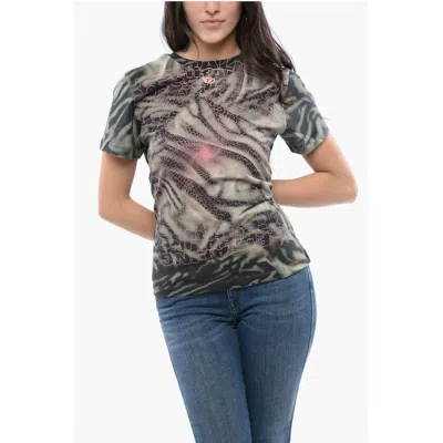 Diesel Red Tag Tie Dye Effect T-regs-n6 Crew-neck T-shirt In Black