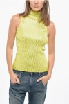Diesel Red Tag Turtleneck M-egeo Top With Metallic Finish In Yellow