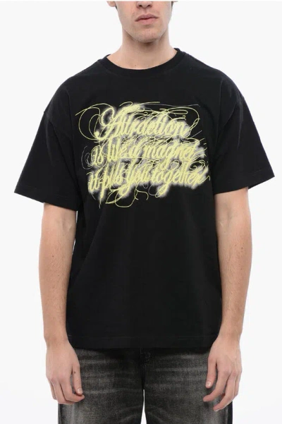 Diesel Red Tag Unisex Cotton T-buxt-n3 Crew-neck T-shirt With Front In Black