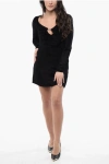 Diesel Red Tag Velvet M-coleen Mini Dress With Frontal Cut-out Deta
