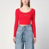 Diesel Red Top Cropped M-vera-ls In Red