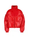 Diesel Down Puffer Jacket In Ripstop With Knitted Collar In Red