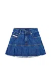 Diesel Pleated Mini Skirt In Denim In Blue