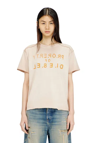 Diesel Regular Cotton T-shirt With D Appliqué In Yellow