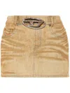 Diesel Denim Skirt With Front Cut-out Detail In Tan