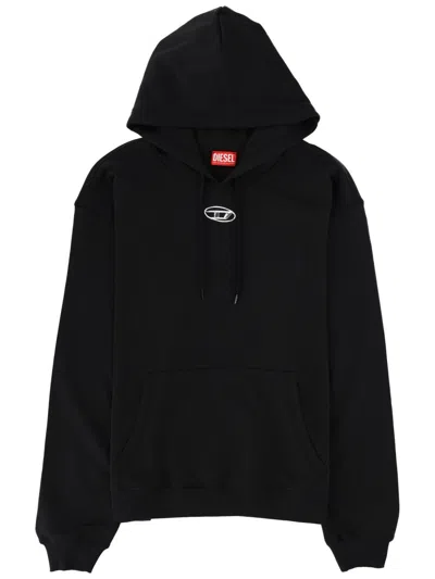 Diesel Regular Fit Black Hoodie With Drawstring And Logo Detail