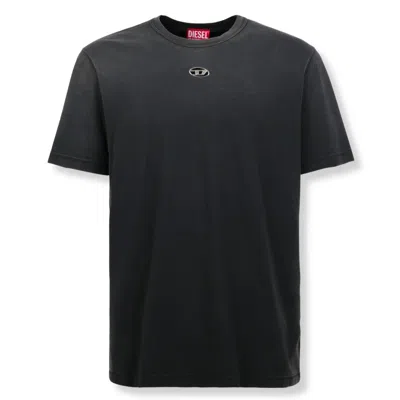 Diesel Regular Fit Cotton T-shirt With Crew Neckline In Gray