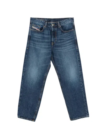 Diesel Regular Fit Mid-rise Drop Crotch Tapered Jeans In Blue