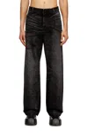 Diesel Relaxed Fit Wide Leg Trousers With Pockets In Black