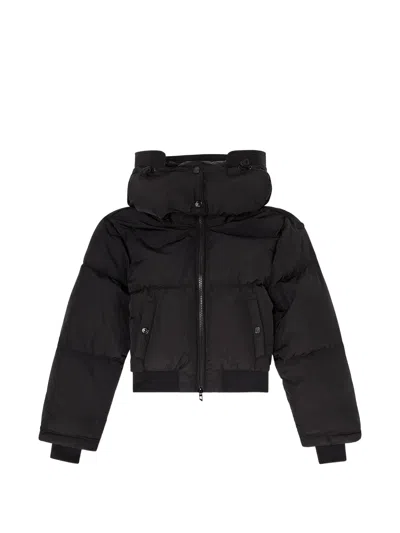 Diesel Regular-fit Down Puffer Jacket With Detachable Hood In Nero